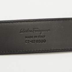 Pre Owned Salvatore Ferragamo Dark Blue Leather Buckle Belt 90CM