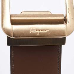 Salvatore Ferragamo Black/Tan Leather Cut to Size Reversible Buckle Belt