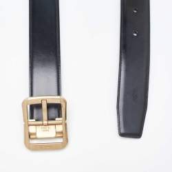 Salvatore Ferragamo Black/Tan Leather Cut to Size Reversible Buckle Belt
