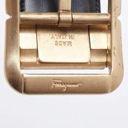 Salvatore Ferragamo Black/Tan Leather Cut to Size Reversible Buckle Belt