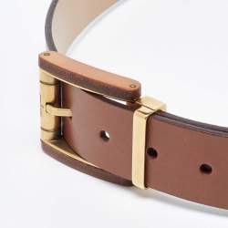 Salvatore Ferragamo Brown Leather Cut to Size Reversible Buckle Belt