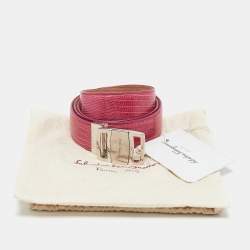 Salvatore Ferragamo Pink Lizard Adjustable Belt 105CM