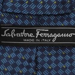 Salvatore Ferragamo Blue Diamond Patterned Silk Tie