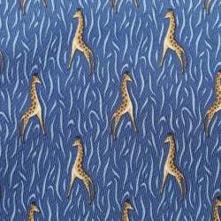 Salvatore Ferragamo Blue Giraffe Print Silk Tie
