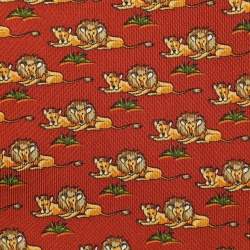 Salvatore Ferragamo Orange/Yellow Lion Print Motif Silk Tie