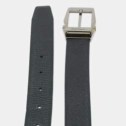 Pre Owned Salvatore Ferragamo Black/Navy Blue Leather Cut to Size Reversible Buckle Belt