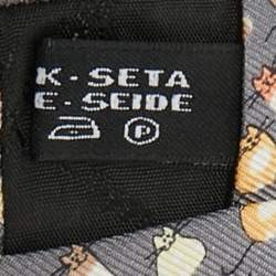 Pre Owned Salvatore Ferragamo Grey Mice Print Silk Tie
