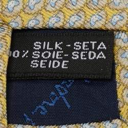 Pre Owned Salvatore Ferragamo Yellow Print Motif Silk Tie