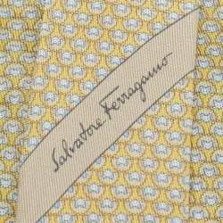 Pre Owned Salvatore Ferragamo Yellow Print Motif Silk Tie