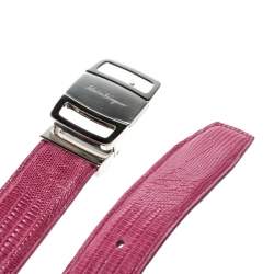 Pre Owned Salvatore Ferragamo Pink Lizard Adjustable Buckle Belt 115cm