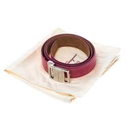 Pre Owned Salvatore Ferragamo Pink Lizard Adjustable Buckle Belt 115cm