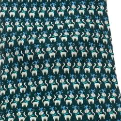 Pre Owned Salvatore Ferragamo Green Cat and Mouse Printed Silk Traditional Tie