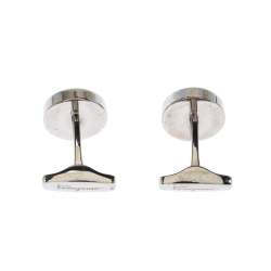 Pre Owned Salvatore Ferragamo Logo Silver Tone Round Cufflinks