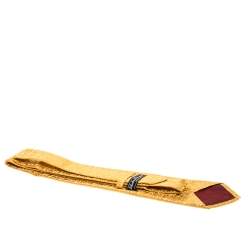 Pre Owned Salvatore Ferragamo Yellow Interwoven Jacquard Silk Tie