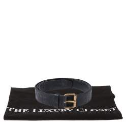 Pre Owned Salvatore Ferragamo Gancio Embossed Leather Buckle Belt 110CM