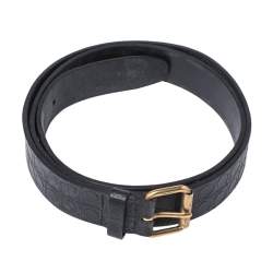 Pre Owned Salvatore Ferragamo Gancio Embossed Leather Buckle Belt 110CM