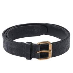Pre Owned Salvatore Ferragamo Gancio Embossed Leather Buckle Belt 110CM