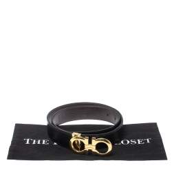 Pre Owned Salvatore Ferragamo Black/Brown Leather Gancini Reversible Belt 90CM