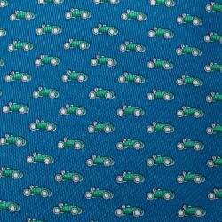 Pre Owned Salvatore Ferragamo Blue Car Print Silk Tie