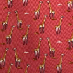 Pre Owned Salvatore Ferragamo Salmon Pink Giraffe Print Silk Tie