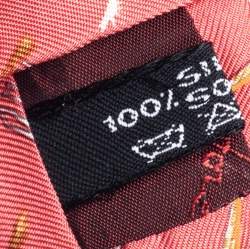 Pre Owned Salvatore Ferragamo Salmon Pink Giraffe Print Silk Tie