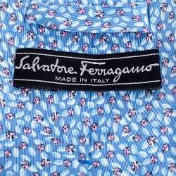 Pre Owned Salvatore Ferragamo Pale Blue Ladybug Print Silk Tie