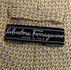 Pre Owned Salvatore Ferragamo Yellow Anchor Print Silk Tie