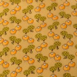 Pre Owned Salvatore Ferragamo Pale Orange Sheep Print Silk Tie