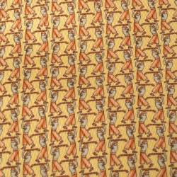 Pre Owned Salvatore Ferragamo Yellow Golfer Print Silk Tie