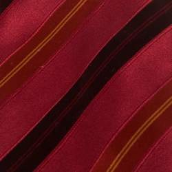 Pre Owned Salvatore Ferragamo Dark Red Diagonal Striped Silk Tie