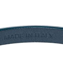 Pre Owned Salvatore Ferragamo Blue Leather Gancini Clasp Bracelet
