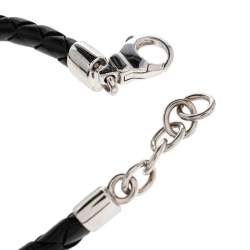 Pre Owned Salvatore Ferragamo Black Braided Leather Gancio Bracelet