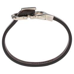 Pre Owned Salvatore Ferragamo Purple Leather Gancini Clasp Bracelet