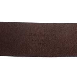 Pre Owned Salvatore Ferragamo Brown Leather Gancio Buckle Belt 100 CM