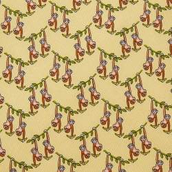 Pre Owned Salvatore Ferragamo Yellow Monkey Print Silk Tie