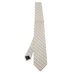 Salvatore Ferragamo Cream Elephant Print Silk Tie