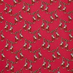 Pre Owned Salvatore Ferragamo Red Monkey Print Silk Tie