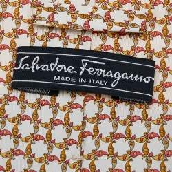 Pre Owned Salvatore Ferragamo Yellow Printed Silk Tie