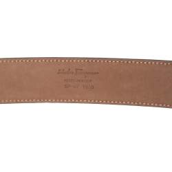 Pre Owned Salvatore Ferragamo Navy Blue Leather Gancio Belt 110CM