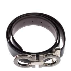 Pre Owned Salvatore Ferragamo Black/Brown Leather Gancini Reversible Belt 
