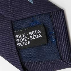 Pre Owned Salvatore Ferragamo Navy Blue Logo Silk Tie