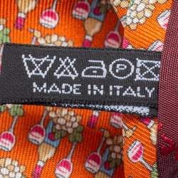 Pre Owned Salvatore Ferragamo for Antinori nel Chianti Classico Orange Print Silk Tie