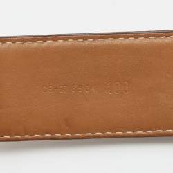 Pre Owned Salvatore Ferragamo Beige/Tan Canvas and Leather Belt 100CM