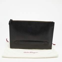 Salvatore Ferragamo Black Leather Revival 3.0 Travel Portfolio