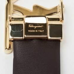 Pre Owned Salvatore Ferragamo Black/Brown Leather SF Logo Cut to Size Reversible Belt