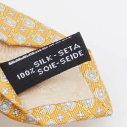 Pre Owned Salvatore Ferragamo Yellow Gancini Print Silk Tie