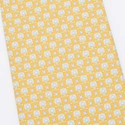 Pre Owned Salvatore Ferragamo Yellow Gancini Print Silk Tie