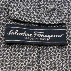 Pre Owned Salvatore Ferragamo Blue Textured Silk Tie 
