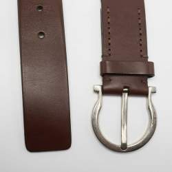 Pre Owned Salvatore Ferragamo Dark Brown Leather Buckle Belt 85CM