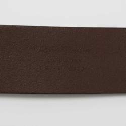 Pre Owned Salvatore Ferragamo Dark Brown Leather Buckle Belt 85CM